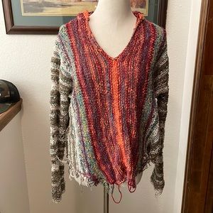 Free people hooded knit sweater medium